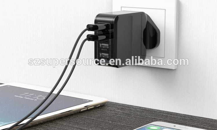 4 port universal Usb Wall Charger 5v 8a Folding plug mobile phone/tablet mini usb charger