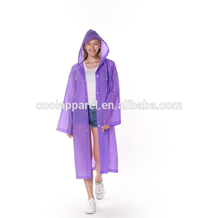 New Design adult recycled raincoat one piece EVA 0.18mm transparent plastic raincoat for adult