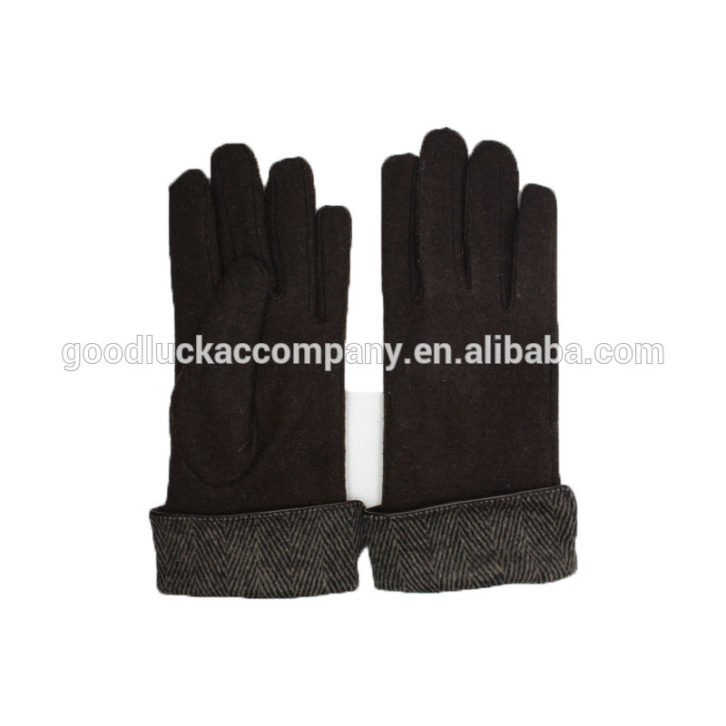 women 70% wool 30% acrylic gloves with facric cuff