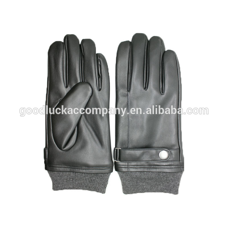 Fashion Men's sheepskin Leather Gloves with Knitted Cuffs