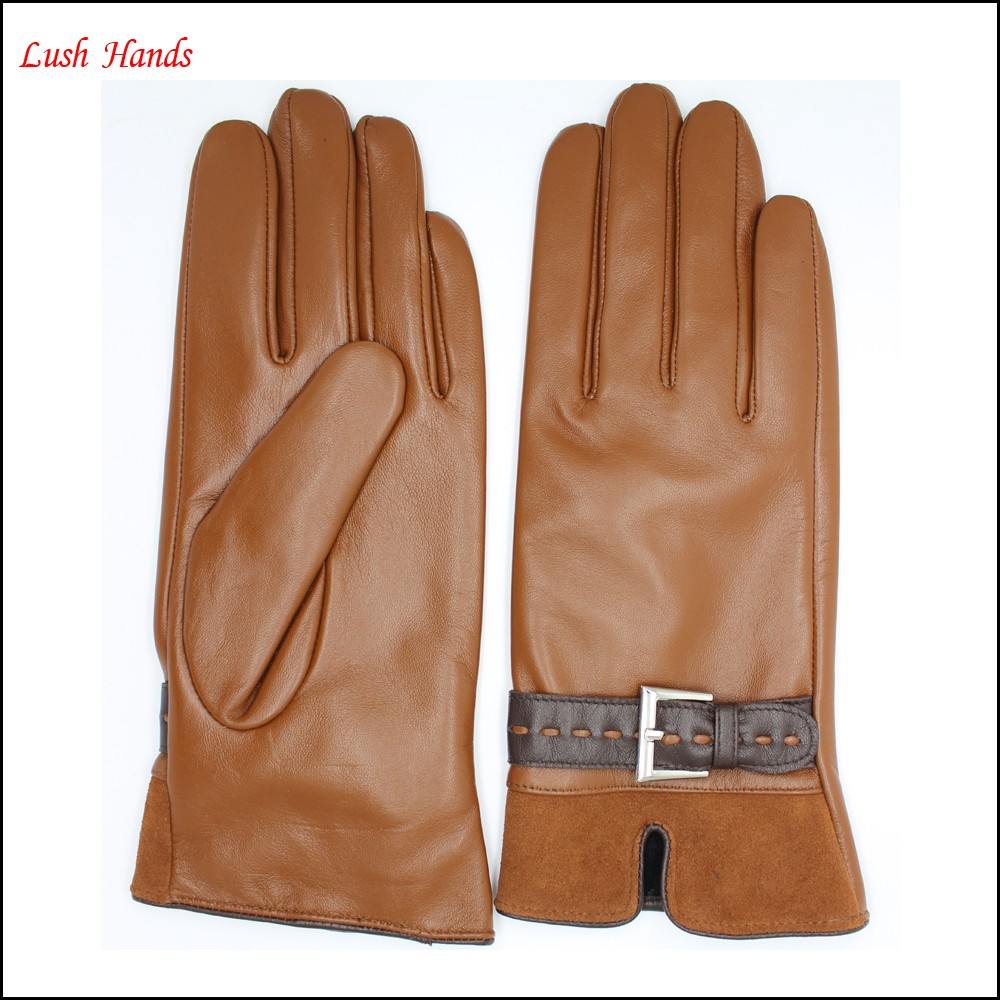 Women's  brown sheepskin leather gloves