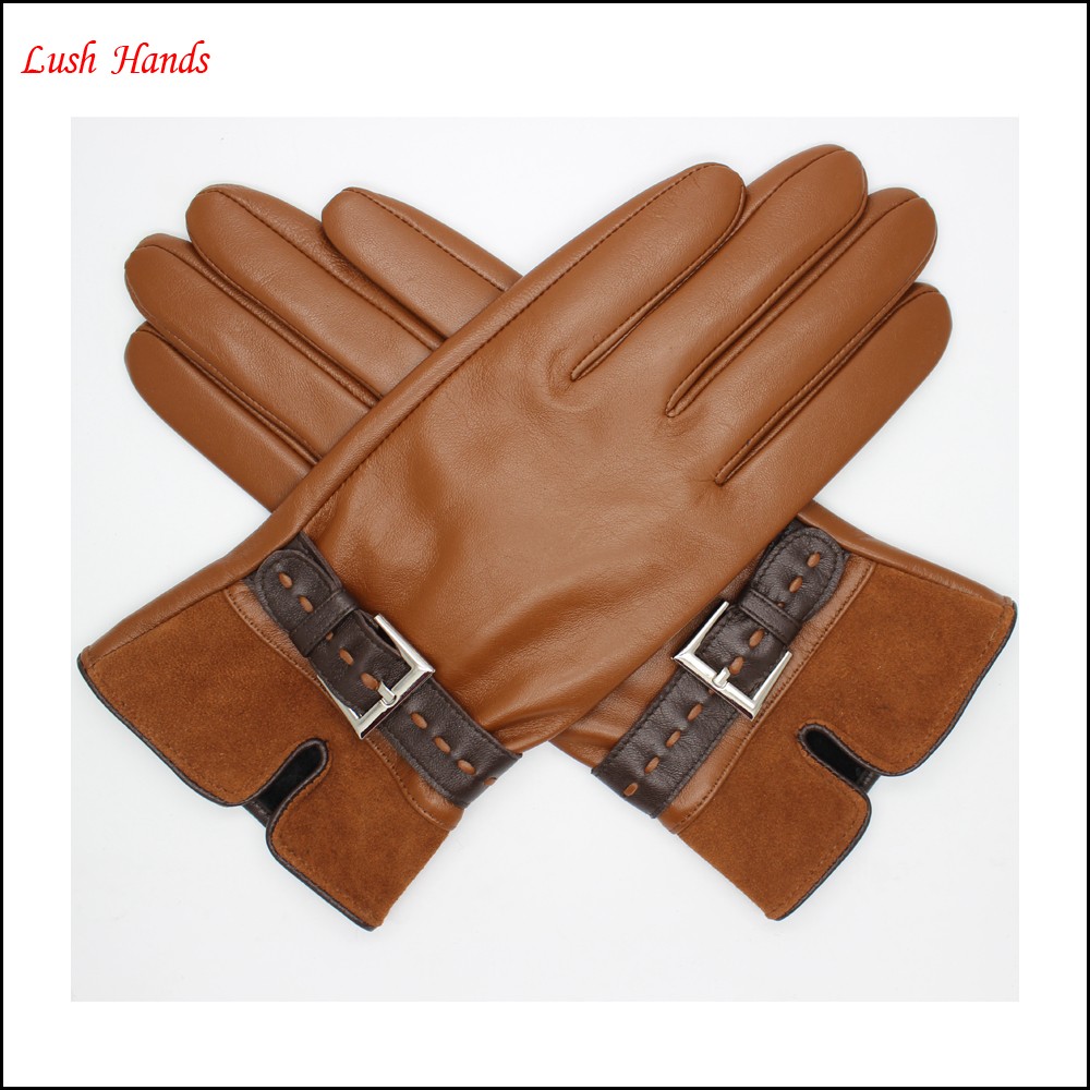 Women's  brown sheepskin leather gloves