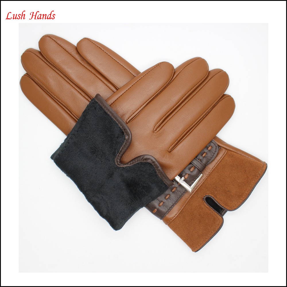 Women's  brown sheepskin leather gloves