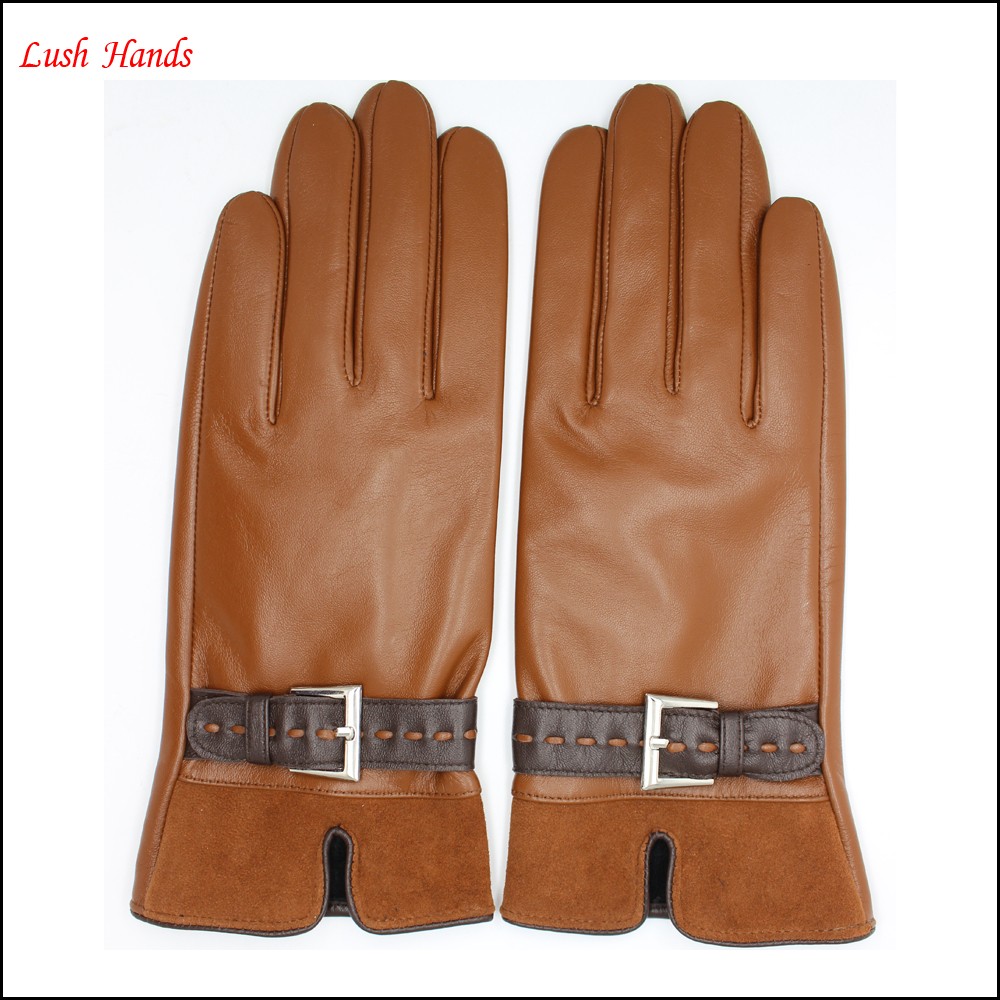 Women's  brown sheepskin leather gloves