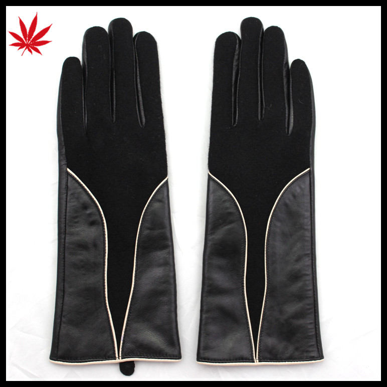 ladies sheepskin cheap and woolen leather hand gloves