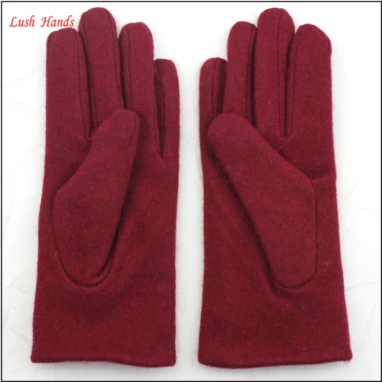 ladies fashion red woolen top hand gloves women with buld