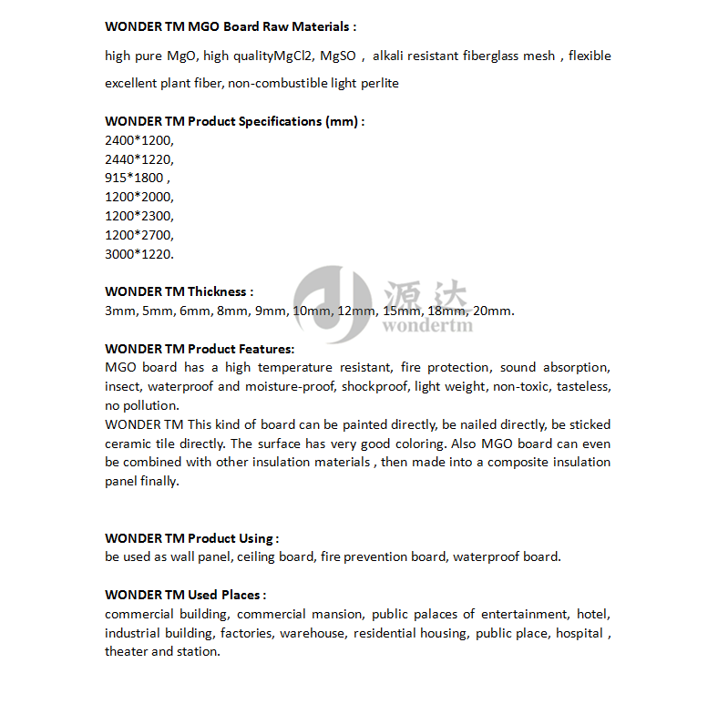 High Quality Wholesale Custom Cheap Mgo Sulfate Board in jiangsu china