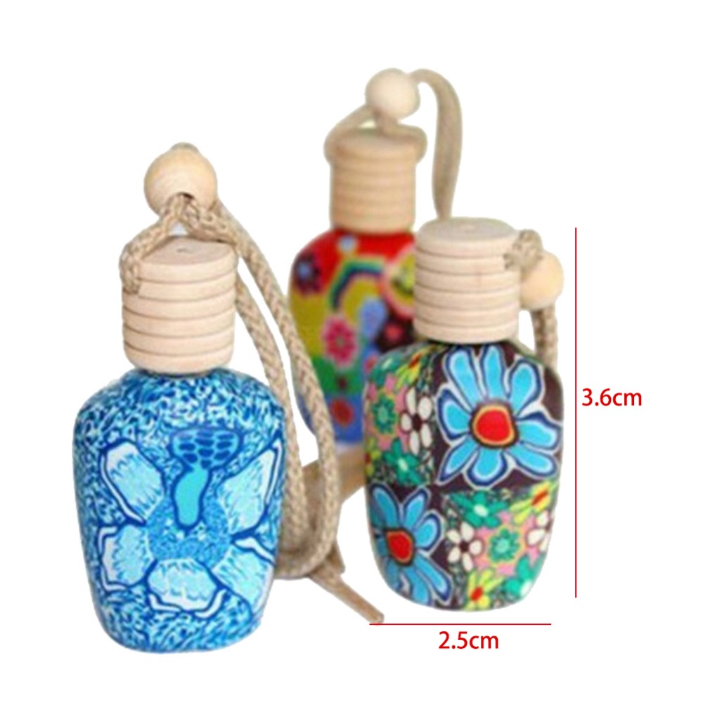 Popular Polymer Clay Hanging Glass Car Air Freshener Perfume Bottle